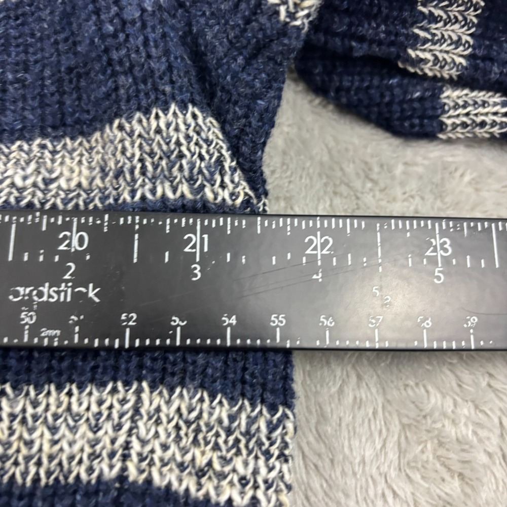 VTG Gap Shawl Cardigan Sweater Mens XL Navy Blue Stripe Preppy Chunky Schoolboy - Picture 15 of 16